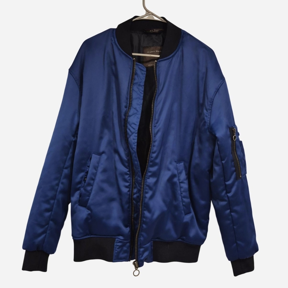 Zara Mens Royal Blue Bomber Jacket